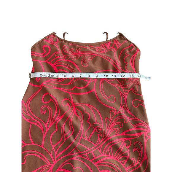 Athleta Brown Red Nylon Spaghetti Strap Vacation Travel Beach Swim Dress Medium - Picture 9 of 10